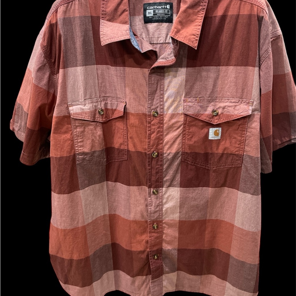 Carhartt Red and Brown Casual Button Down Shirt